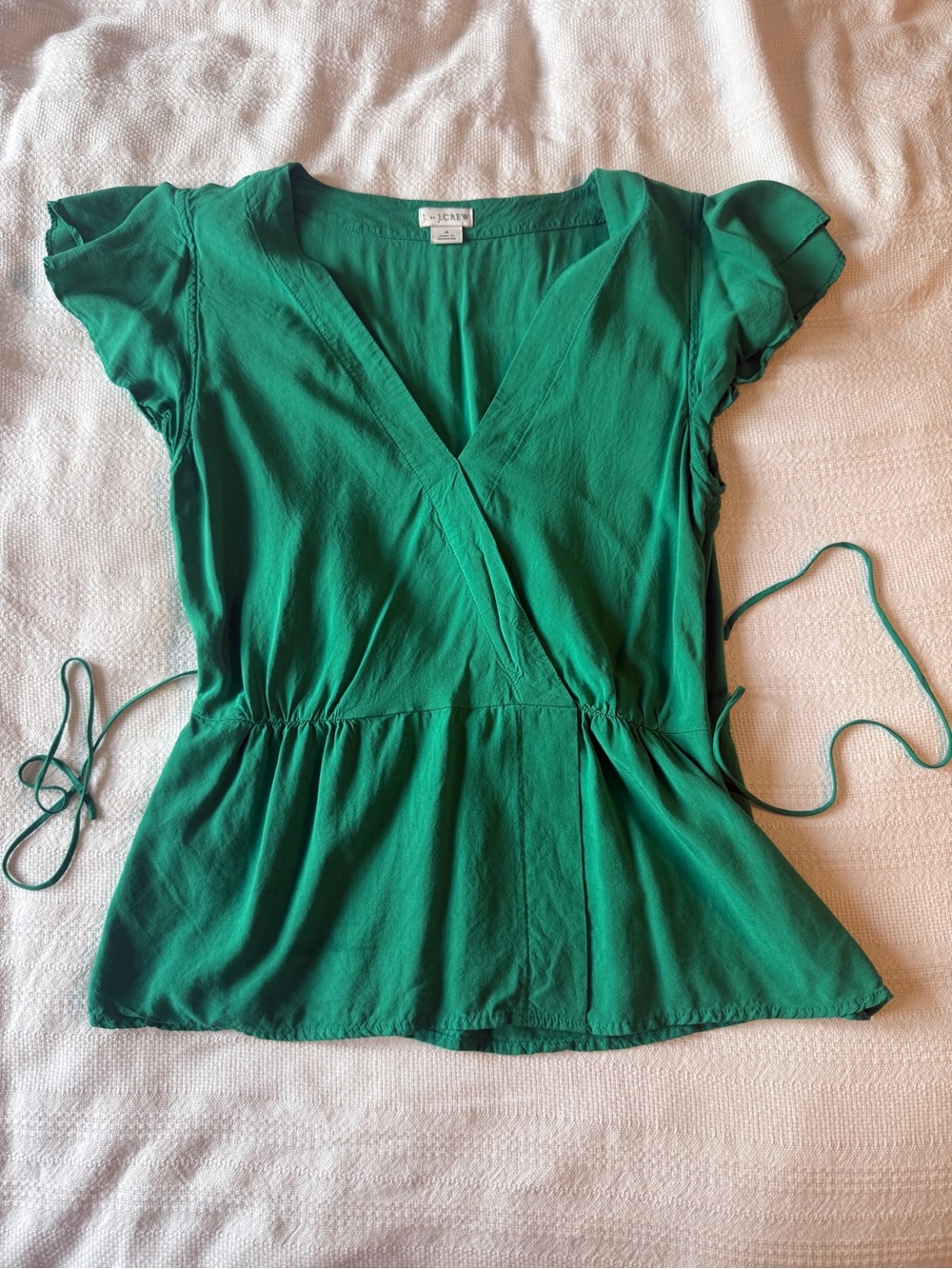 J. Crew Emerald Green Wrap Peplum Blouse